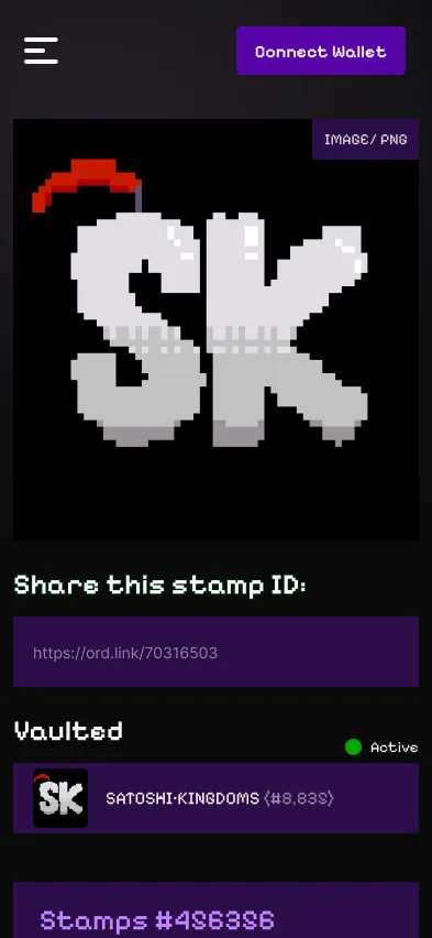 Stampchain stamp detail page on mobile