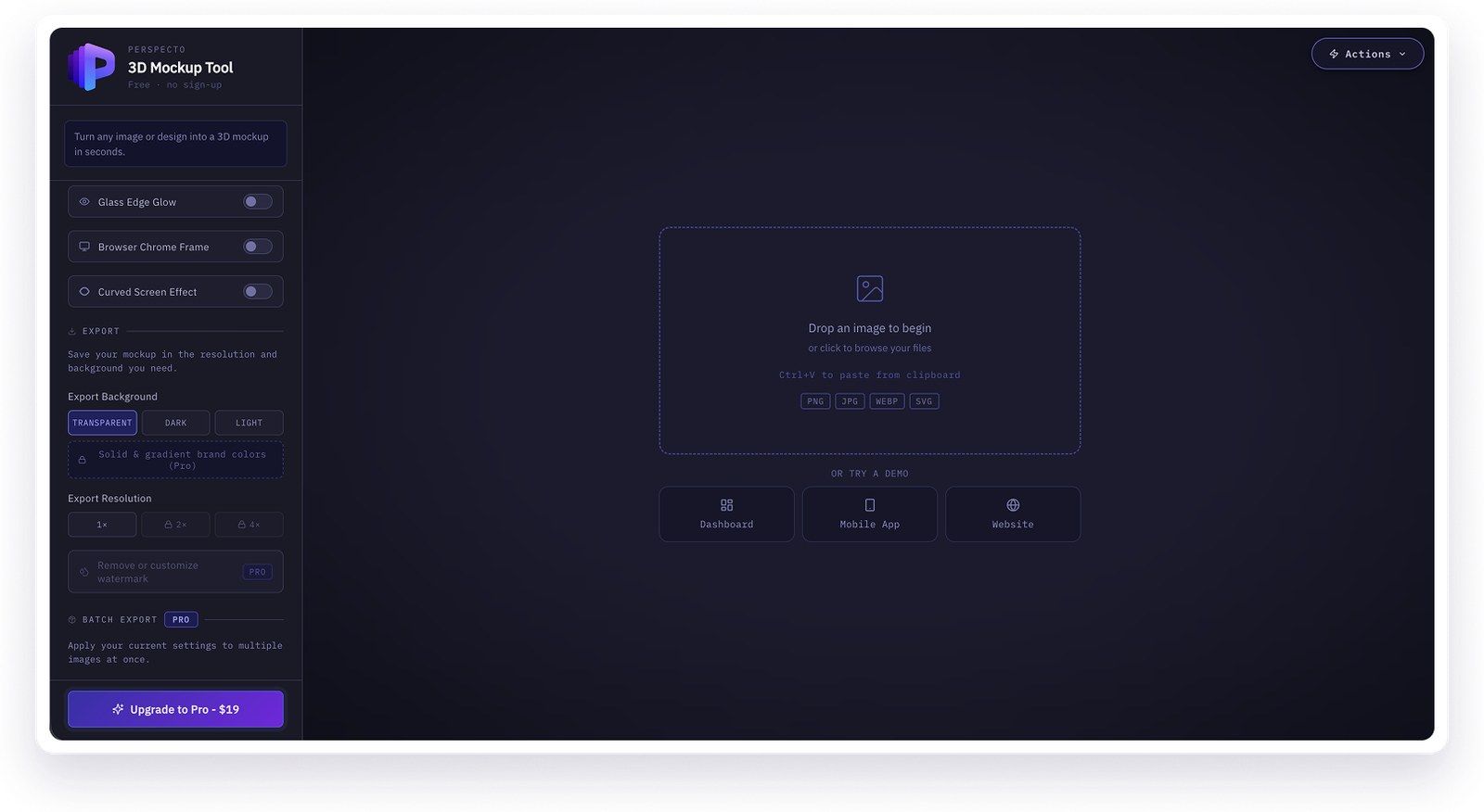 Perspecto demo options