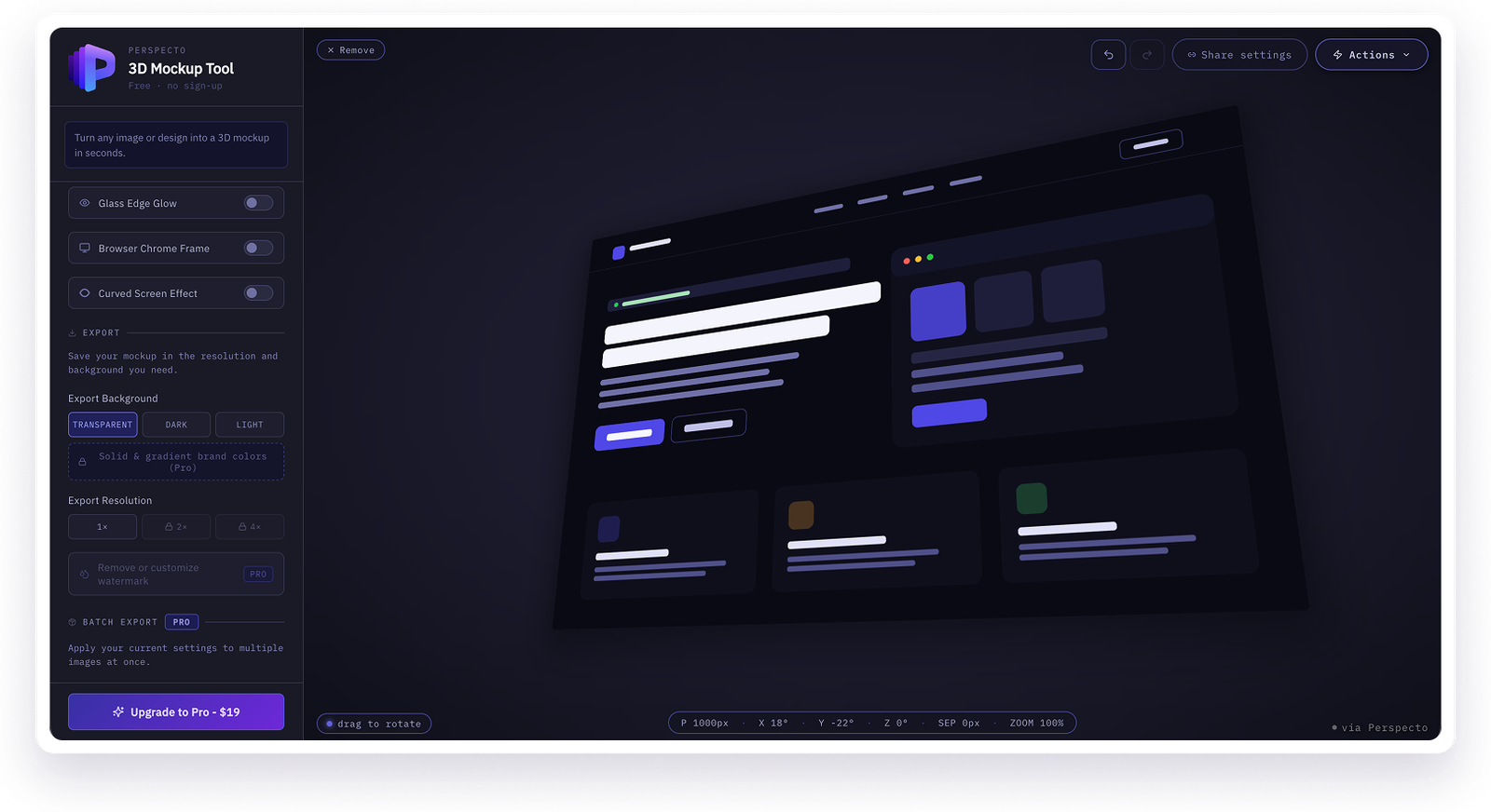 Perspecto main interface