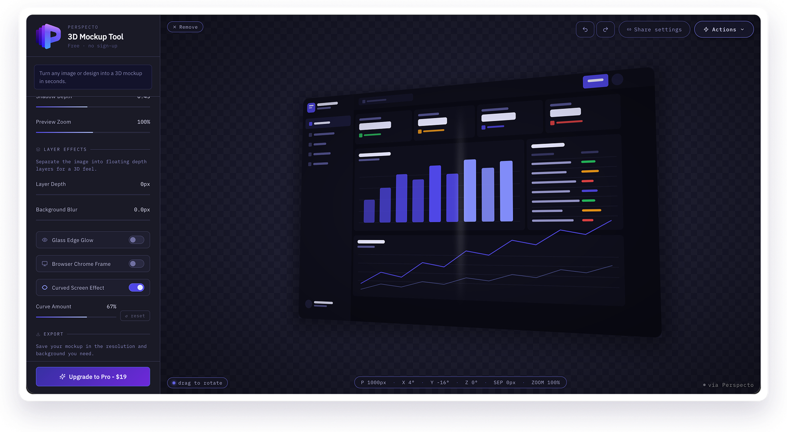 Curved screen effect