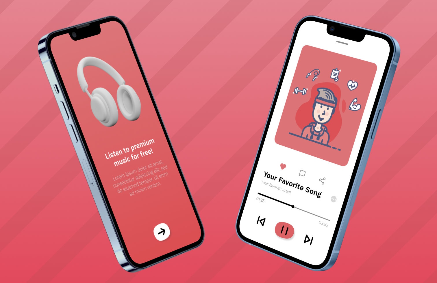 Red Music App UI UX Design